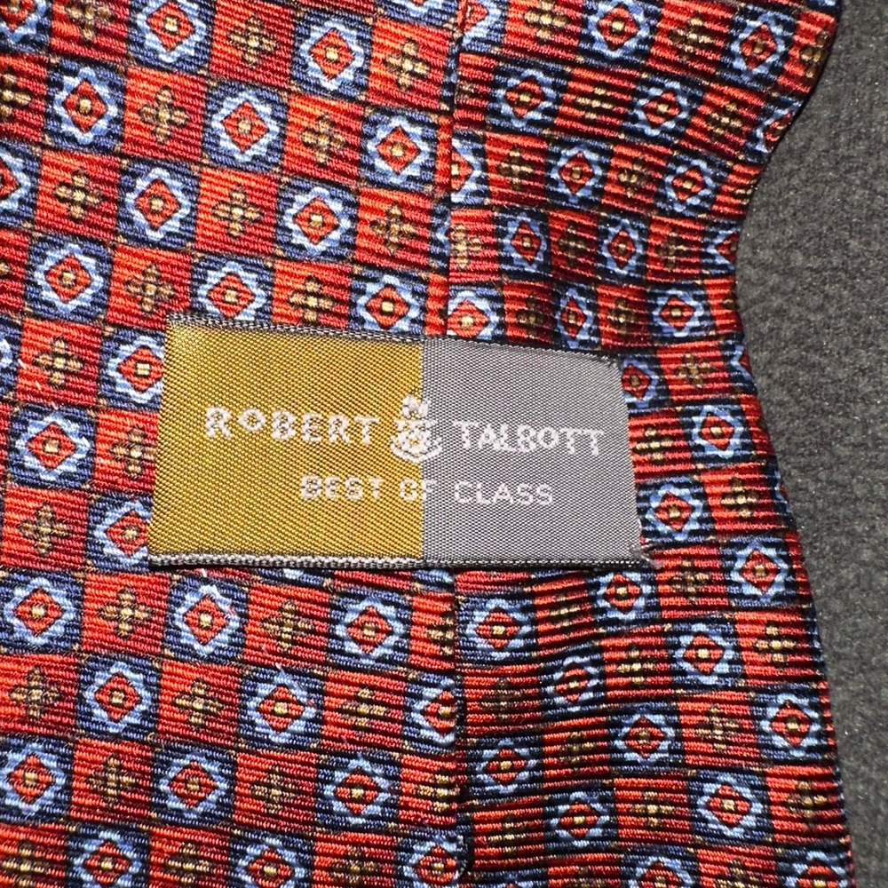 Red And Blue Patterned Tie Robert Talbott - image 3